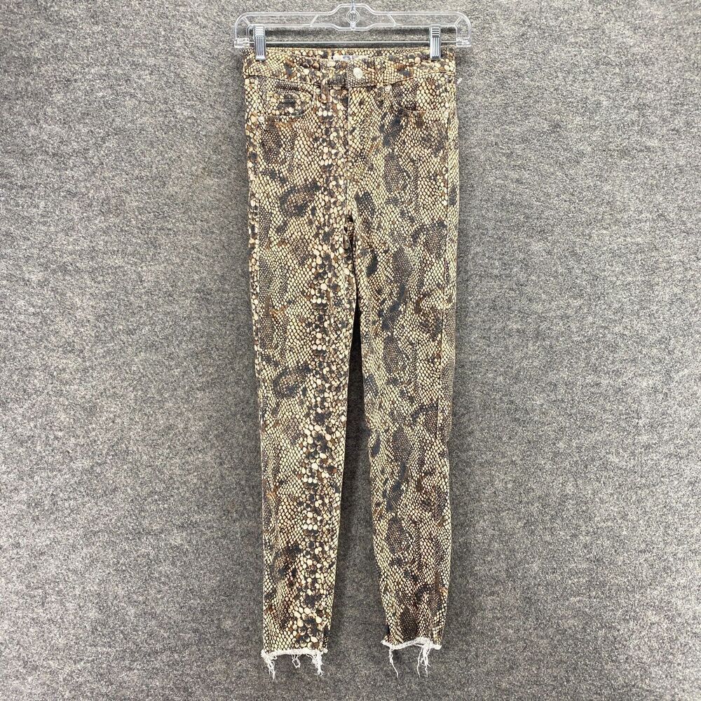 Snake Print Slim Jeans in Brown